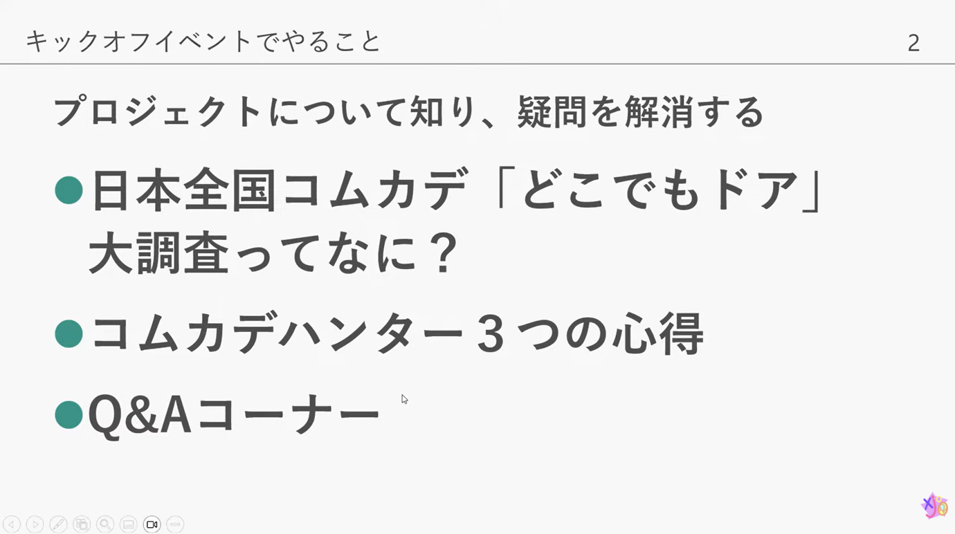 キックオフイベントで行うことを示したスライド