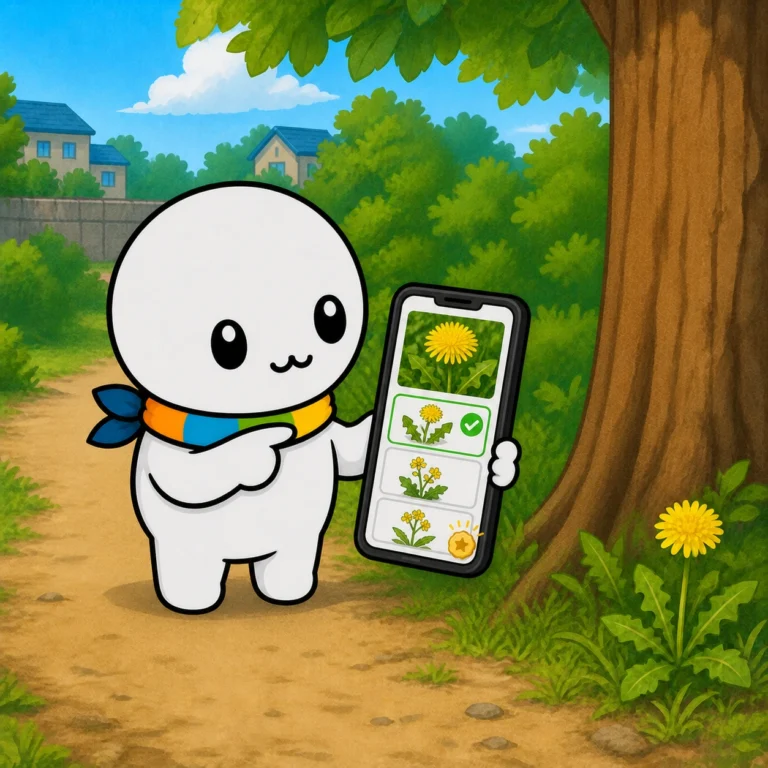 AIが写真から種名の候補を出しているイラスト