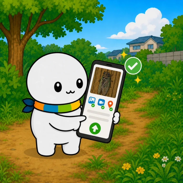 調査票に記入して、webから投稿しているイラスト