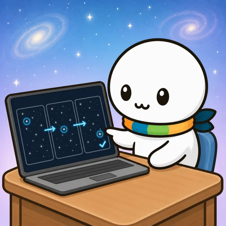 並んだ画像の中から、動いて見える点をさがしているイラスト
